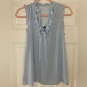 Express Sleeveless Lace and Ruffle Detail Dress Blouse